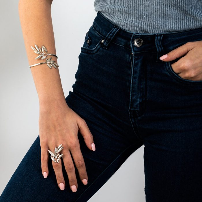 Ancient Greek Ring with olive leaves - Sterling Silver - Image 3