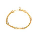 Double Chain Eye Bracelet with Cross - 9K Gold - Image 2