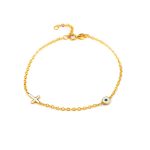 Evil Eye Chain Bracelet with Cross - 9K Gold - Image 2