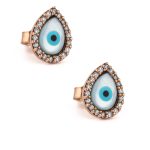 Evil Eye Drop Stud Earrings – 9K Gold