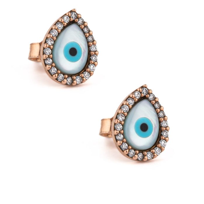 Evil Eye Drop Stud Earrings – 9K Gold - Image 1