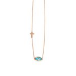 9K Rose Gold - Eye Necklace with Cross - Image 2