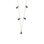 Blue Stones Dangle Necklace – 9K Gold