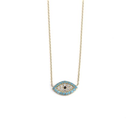 Eye Turquoise Zircon Necklace – 9K Gold