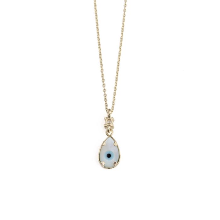 Evil Eye Teardrop Necklace – 9K Gold - Image 2