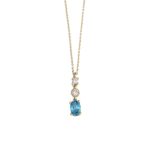 Blue Stone Dangle Necklace – 9K Gold