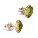 Peridot Stud Earrings – 18K Gold and Sterling Silver - Image 3