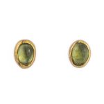 Peridot Stud Earrings - 925° Sterling Silver and Gold Plated