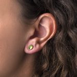 Peridot Stud Earrings - 925° Sterling Silver and Gold Plated - Image 2