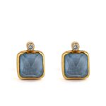 Blue Topaz Earrings – 18K Gold and Sterling Silver