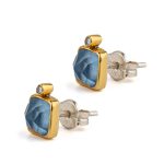 Blue Topaz Earrings – 18K Gold and Sterling Silver - Image 3