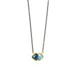 Aqua Marine and Topaz Necklace - 18K Gold and 925 Sterling Silver - Image 3