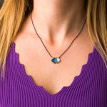 Aqua Marine and Topaz Necklace - 18K Gold and 925 Sterling Silver - Image 2