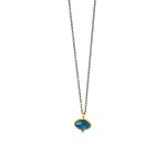 Blue Topaz Brilliant Necklace - 18K Gold and 925 Sterling Silver - Image 4