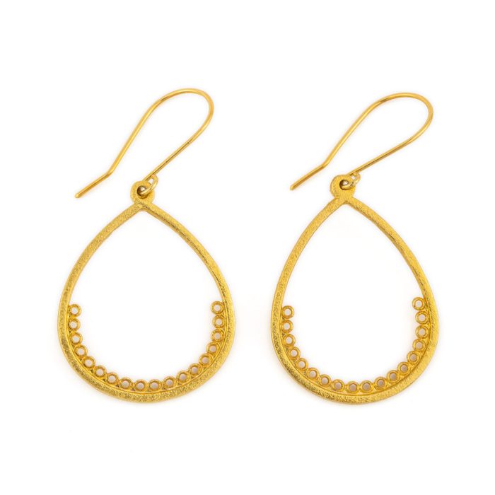 Sterling Silver Gold Plated Drop Earrings - Image 1