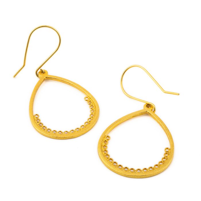 Sterling Silver Gold Plated Drop Earrings - Image 2