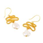 Gold Plated Sterling Silver Pearl Earrings - Image 3