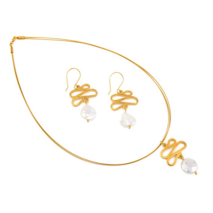 Gold Plated Sterling Silver Pearl Necklace - Image 4