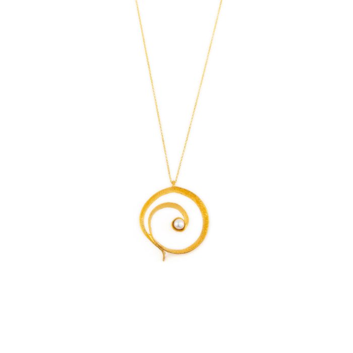 Pearl Circle Necklace - Sterling Silver Gold Plated - Image 1