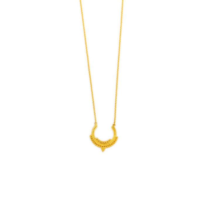 Sterling Silver Gold Plated Lace Necklace with Granules - Image 1