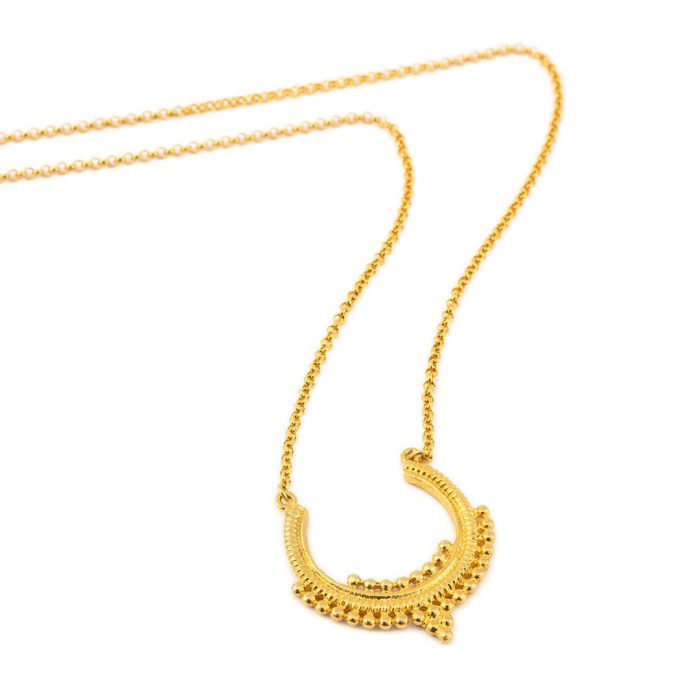 Sterling Silver Gold Plated Lace Necklace with Granules - Image 2
