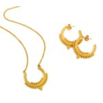 Sterling Silver Gold Plated Lace Necklace with Granules - Image 3