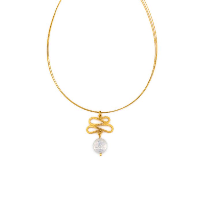 Gold Plated Sterling Silver Pearl Necklace - Image 1