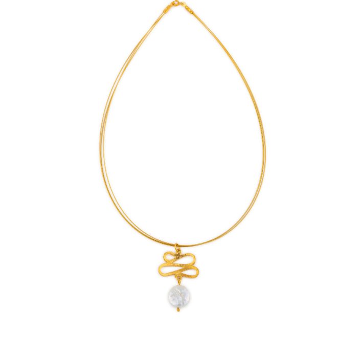Gold Plated Sterling Silver Pearl Necklace - Image 3