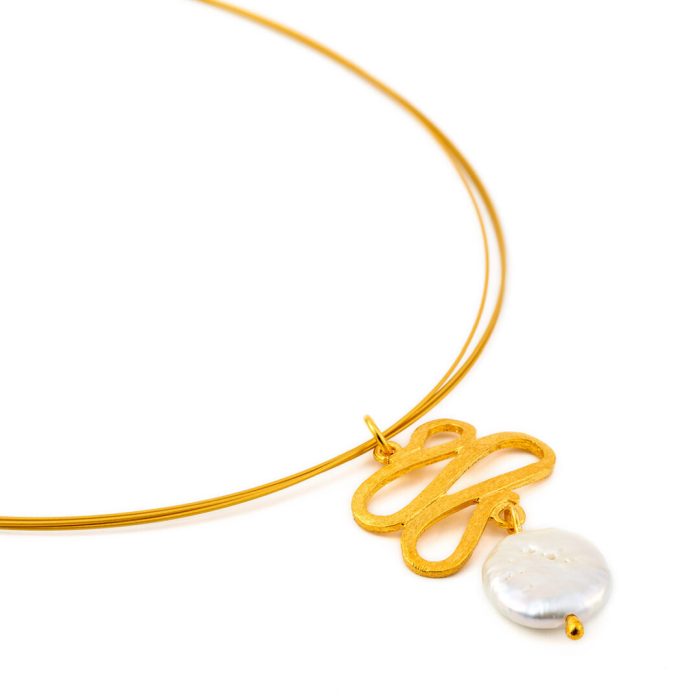 Gold Plated Sterling Silver Pearl Necklace - Image 2