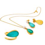 Sterling Silver Gold Plated Doublet Amazonite Earrings - Image 4