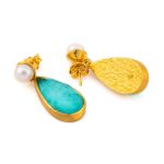 Sterling Silver Gold Plated Doublet Amazonite Earrings - Image 2