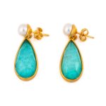 Sterling Silver Gold Plated Doublet Amazonite Earrings