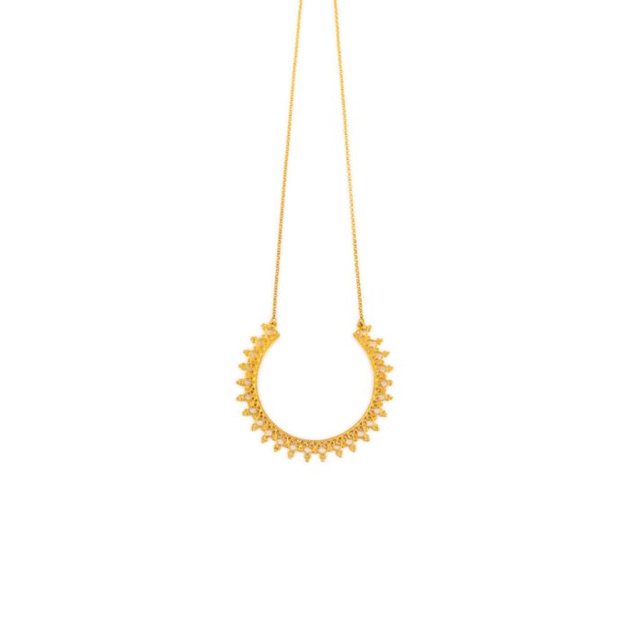 Sterling Silver Gold Plated Granulate Necklace - Image 1