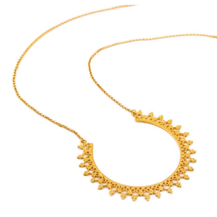 Sterling Silver Gold Plated Granulate Necklace - Image 2