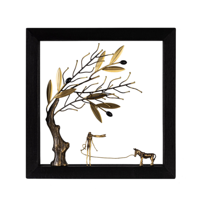 Autumn in the Village – Wood Art Frame 25X25cm - Image 1