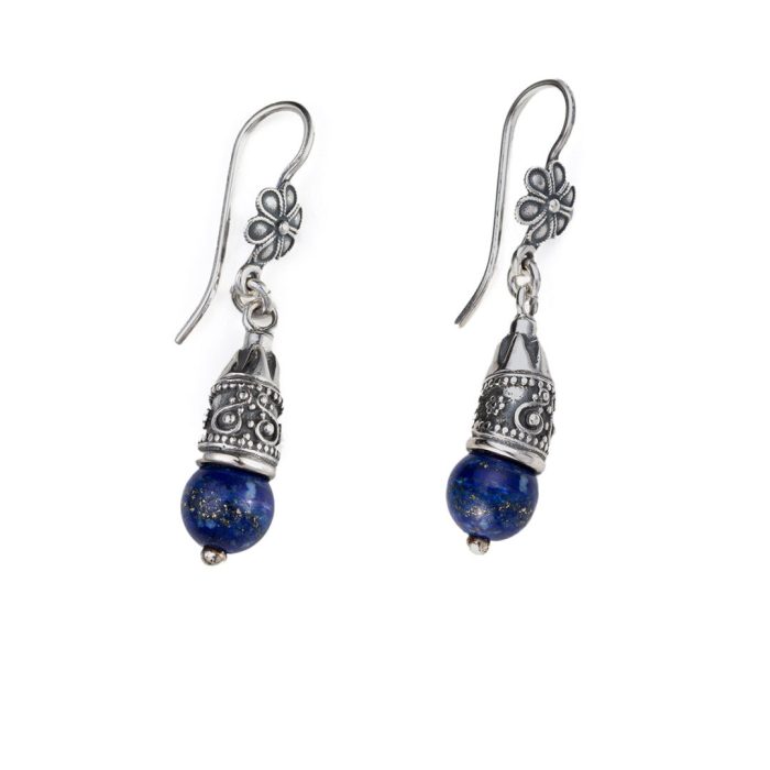 Βυζαντινά Σκουλαρίκια με Lapis Lazuli - Ασήμι 925 - Image 1