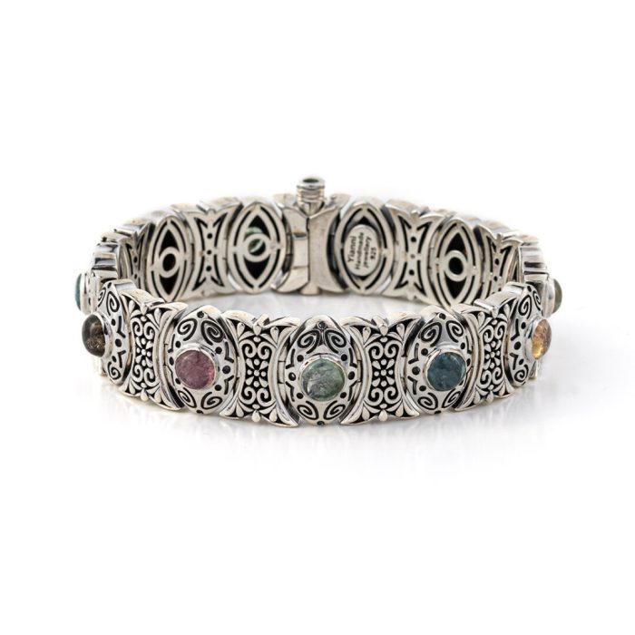 Byzantine Link Bracelet with Gemstones – Sterling Silver Yianni Jewelry - Image 1
