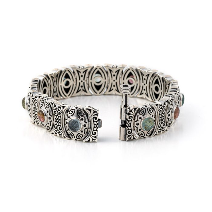 Byzantine Link Bracelet with Gemstones – Sterling Silver Yianni Jewelry - Image 2