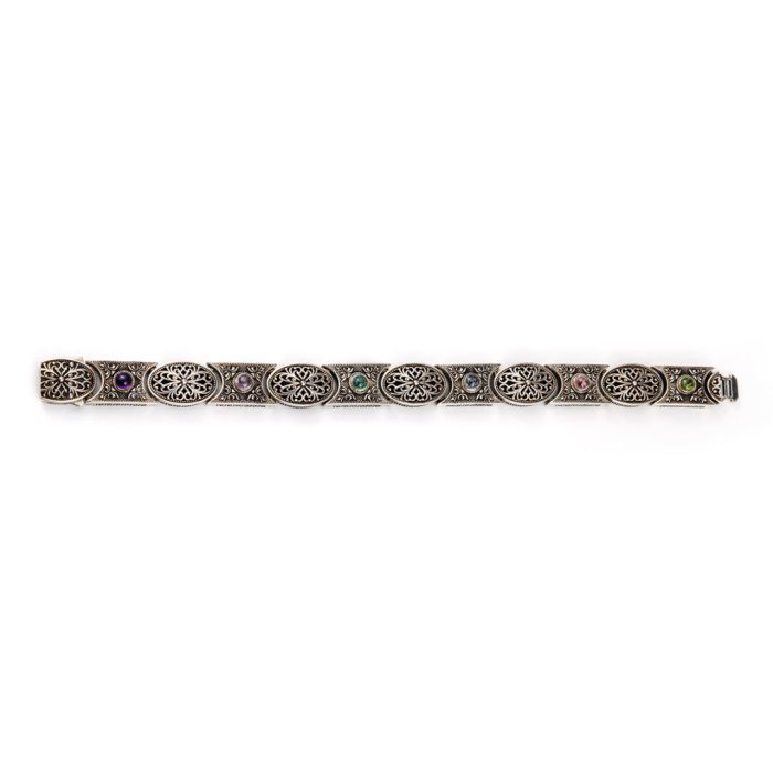 Byzantine Multi Stone Link Bracelet – Sterling Silver Yianni Jewelry - Image 5
