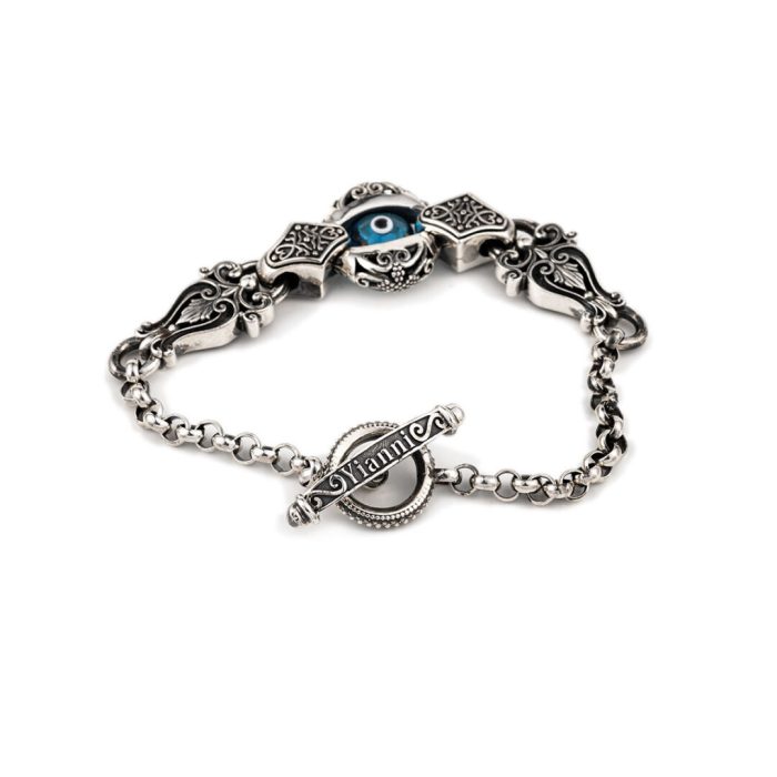 Evil Eye Chain Bracelet Sterling Silver - Yianni Jewelry - Image 2