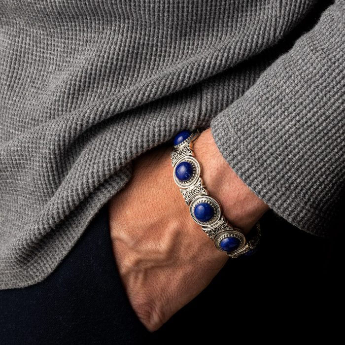 Lapis Lazuli Link Bracelet – Sterling Silver Yianni Jewelry - Image 2