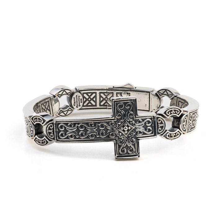 Byzantine Cross Bangle Bracelet – Sterling Silver Yianni Jewelry - Image 1