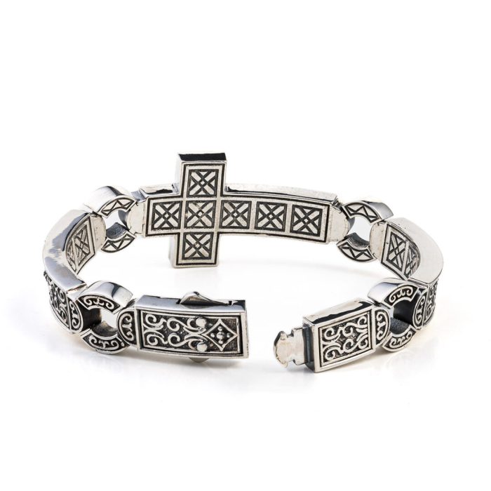 Byzantine Cross Bangle Bracelet – Sterling Silver Yianni Jewelry - Image 3