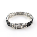 Byzantine Cross Leather Bracelet – Sterling Silver Yianni Jewelry - Image 3