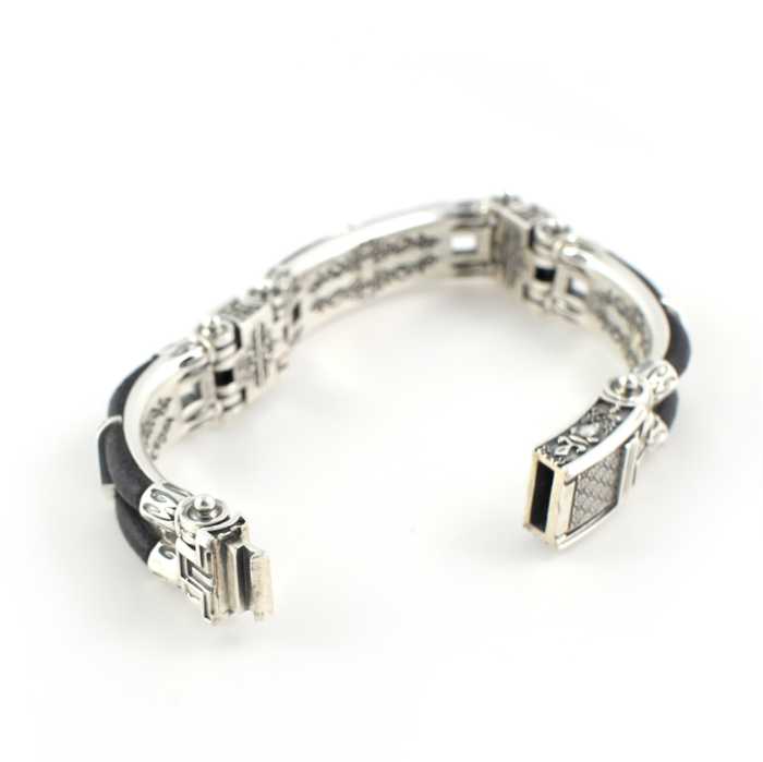 Byzantine Cross Leather Bracelet – Sterling Silver Yianni Jewelry - Image 5