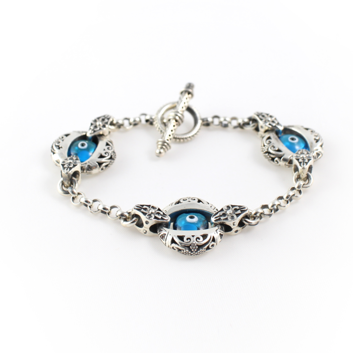 Byzantine Evil Eye Bracelet – Sterling Silver Yianni Jewelry - Image 1