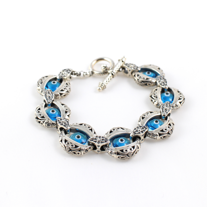 Evil Eye Charm Bracelet – Sterling Silver Yianni Jewelry - Image 1