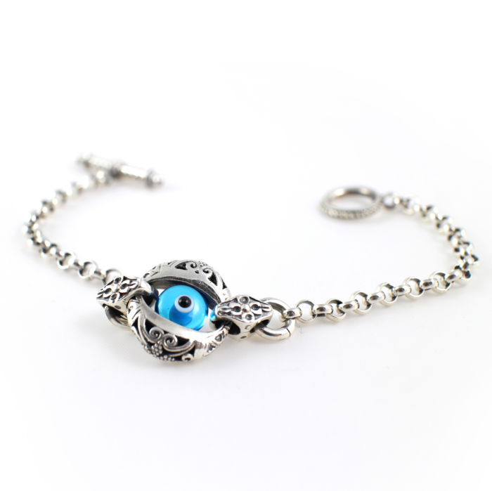 Good Luck Eye Charm Bracelet – Sterling Silver Yianni Jewelry - Image 1