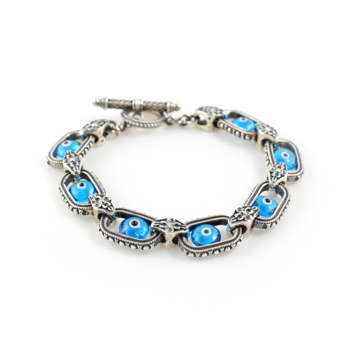 Evil Eye Link Bracelet – Sterling Silver Yianni Jewelry - Image 1