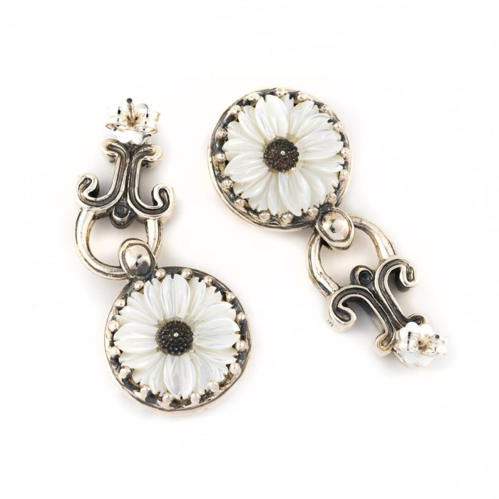 Mother of Pearl Silver Earrings - Yianni Jewelry - Image 2